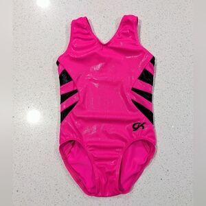 GREAT GK ELITE Small gymnastics dance leotard Mystique SHINY Wet Look NEON PINK